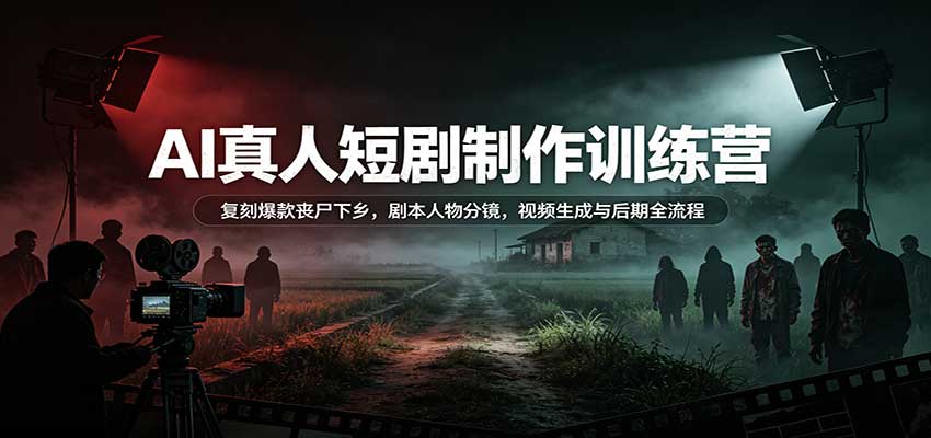 AI真人短剧制作训练营：复刻爆款丧尸下乡，剧本人物分镜，视频生成与后期全流程-星辰网创 - 网创副业项目资源站