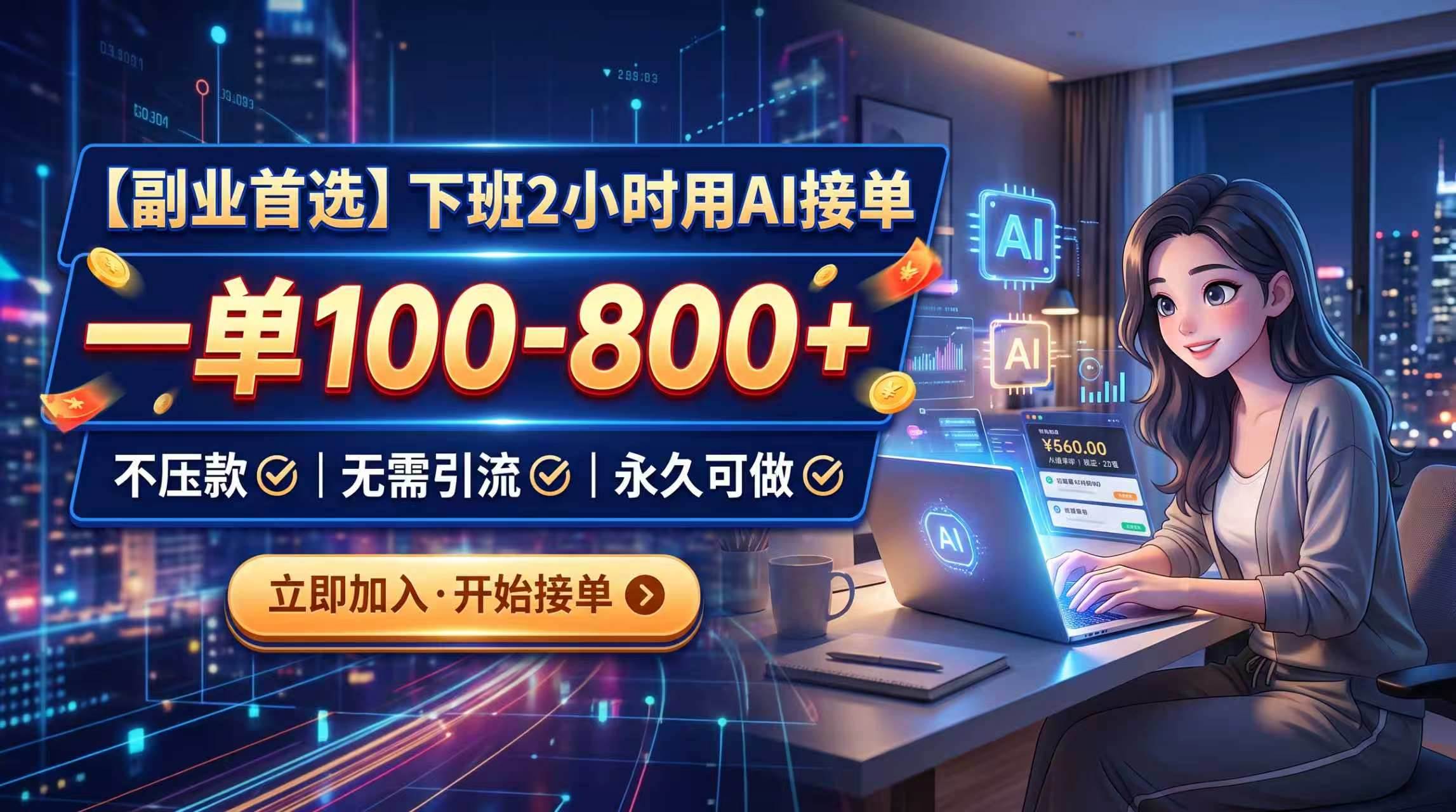 (20243期)下班2小时用AI接单,一单100-800+,不压款,无需引流,永久可做-星辰网创 - 网创副业项目资源站