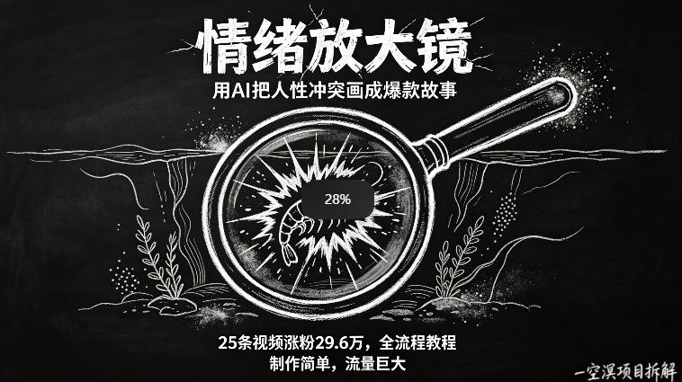 AI制作“情绪放大镜“视频，25条视频涨粉29.6W粉，流量巨大，制作简单，全流程教程 - 星辰网创 - 网创副业项目资源站-星辰网创 - 网创副业项目资源站