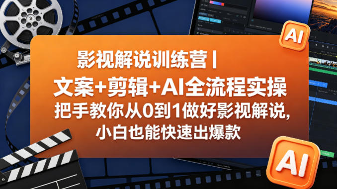 影视解说训练营｜文案+剪辑+AI全流程实操，把手教你从0到1做好影视解说，小白也能快速出爆款 - 星辰网创 - 网创副业项目资源站-星辰网创 - 网创副业项目资源站