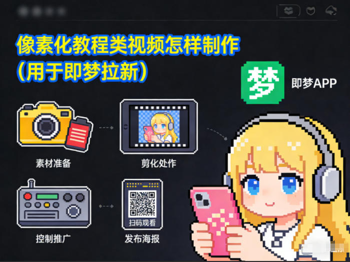 像素化教程类视频怎样制作(用于即梦拉新)-星辰网创 - 网创副业项目资源站