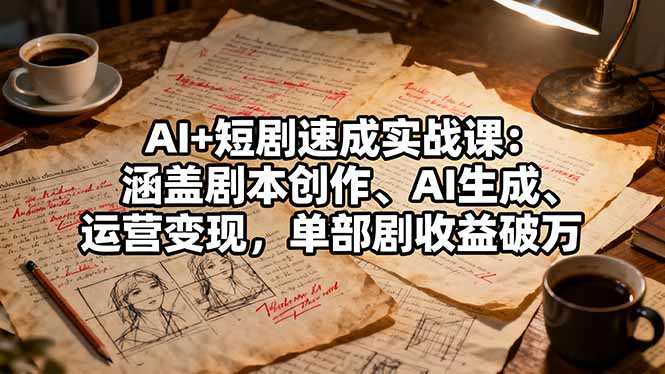 AI+短剧速成实战课：涵盖剧本创作、AI生成、运营变现，单部剧收益破万 - 星辰网创 - 网创副业项目资源站-星辰网创 - 网创副业项目资源站