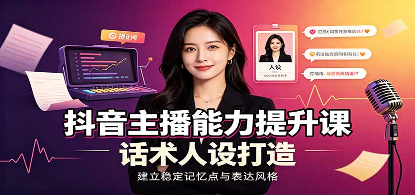 抖音主播能力提升课:账号底层逻辑,直播间搭建调试,话术人设打造全套教学-星辰网创 - 网创副业项目资源站