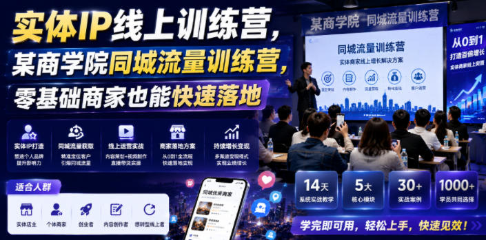 实体IP线上训练营，某商学院同城流量训练营，零基础商家也能快速落地 - 星辰网创 - 网创副业项目资源站-星辰网创 - 网创副业项目资源站