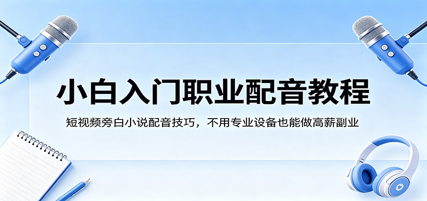 小白入门职业配音教程，短视频旁白小说配音技巧，不用专业设备也能做高薪副业 - 星辰网创 - 网创副业项目资源站-星辰网创 - 网创副业项目资源站