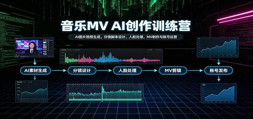 音乐MV AI创作训练营:AI图片视频生成,分镜脚本设计,人脸处理,MV制作与账号运营-星辰网创 - 网创副业项目资源站