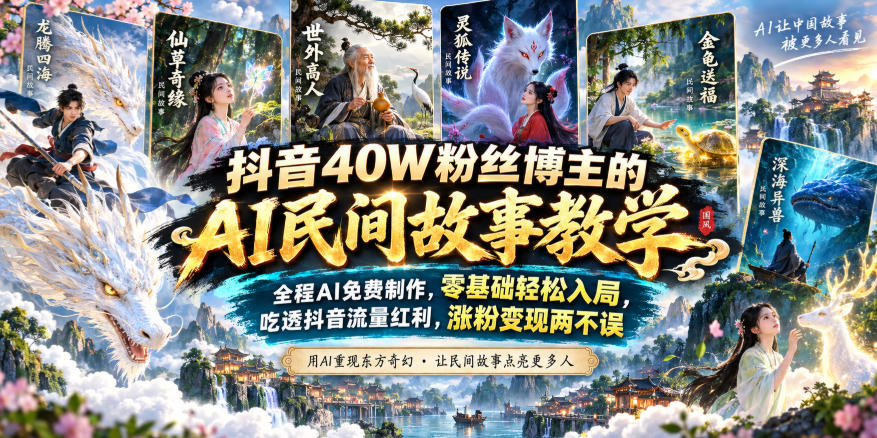 抖音40W粉丝博主的AI民间故事教学,全程AI免费制作,零基础轻松入局,吃透抖音流量红利,涨粉变现两不误-星辰网创 - 网创副业项目资源站