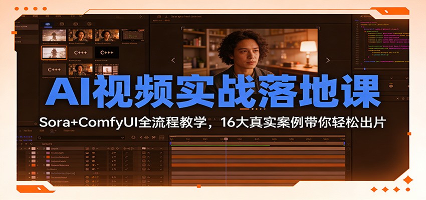 AI视频实战落地课:Sora+ComfyUI全流程教学,16大真实案例带你轻松出片-星辰网创 - 网创副业项目资源站