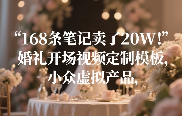 168条笔记卖了20W!婚礼开场视频定制模板,小众虚拟产品-星辰网创 - 网创副业项目资源站