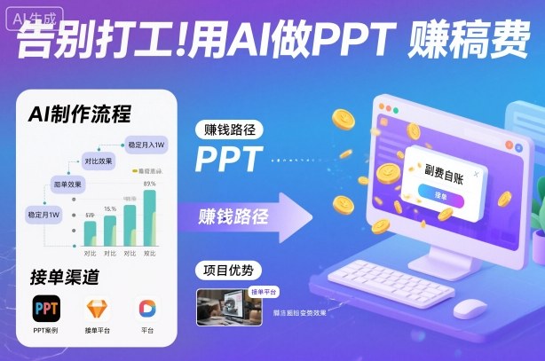 告别打工！用AI做PPT賺稿费，稳定月入1W，提供接单渠道-星辰网创 - 网创副业项目资源站
