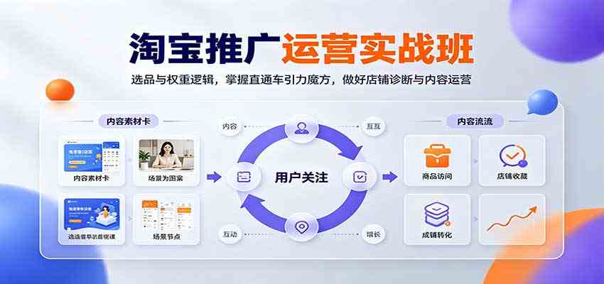 淘宝推广运营实战班:选品与权重逻辑,掌握直通车引力魔方,做好店铺诊断与内容运营-星辰网创 - 网创副业项目资源站