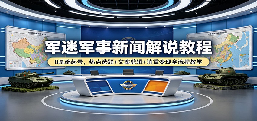 军迷军事新闻解说教程：0基础起号，热点选题+文案剪辑+消重变现全流程教学 - 星辰网创 - 网创副业项目资源站-星辰网创 - 网创副业项目资源站
