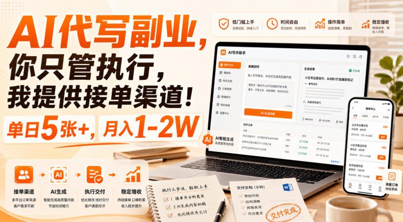 AI代写副业,你只管执行,我提供接单渠道!单日5张+,月入1-2W【揭秘】-星辰网创 - 网创副业项目资源站