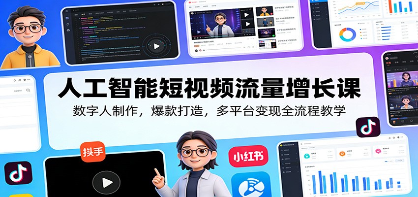 人工智能短视频流量增长课：数字人制作，爆款打造，多平台变现全流程教学 - 星辰网创 - 网创副业项目资源站-星辰网创 - 网创副业项目资源站