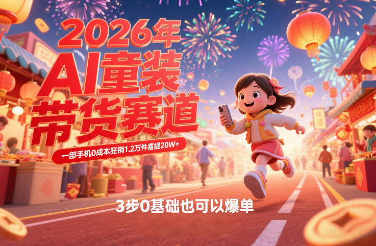AI童装新春带货赛道,一部手机0成本狂销1.2万件喜提20W+,3步0基础也可以爆单-星辰网创 - 网创副业项目资源站