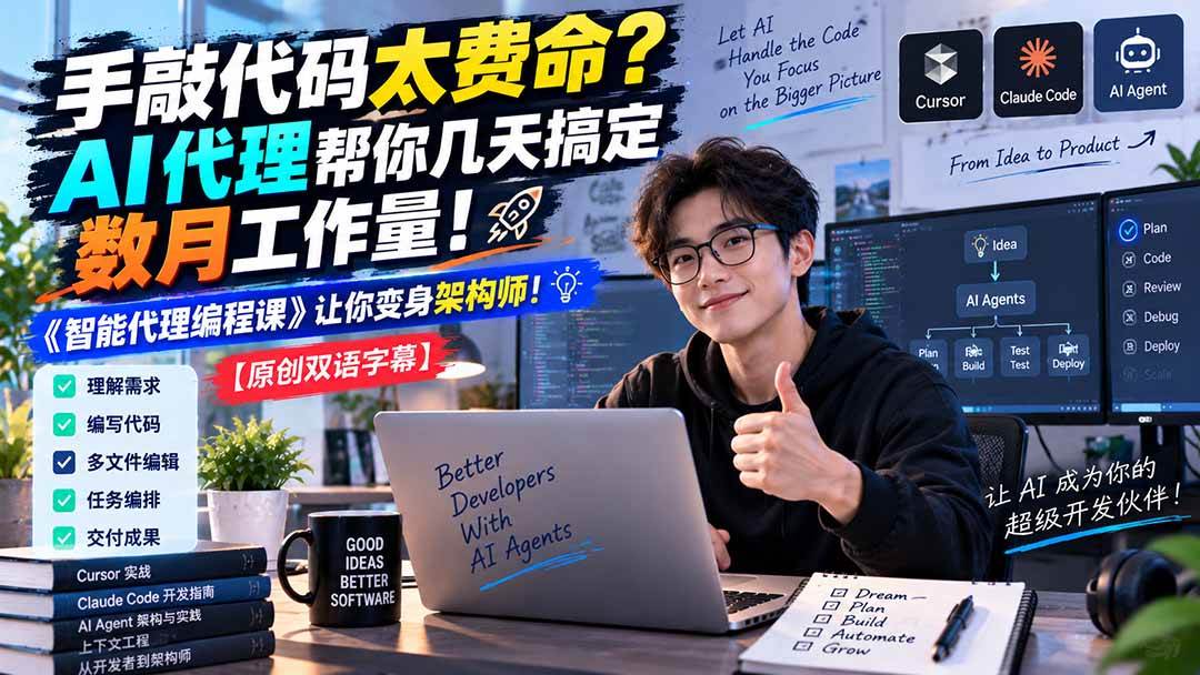 (20286期)手敲代码太费命?AI 代理帮你几天搞定数月工作量!《智能代理编程课》让你变身架构师-星辰网创 - 网创副业项目资源站