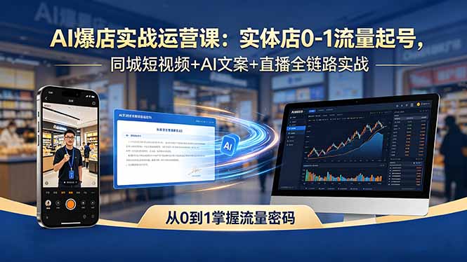AI爆店实战运营课:实体店0-1流量起号,同城短视频+AI文案+直播全链路实战-星辰网创 - 网创副业项目资源站