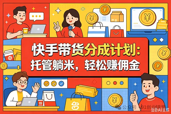 9月——快手带货分成计划：最新玩法，托管躺米，轻松赚佣金，社裙兔费橡木-星辰网创 - 网创副业项目资源站