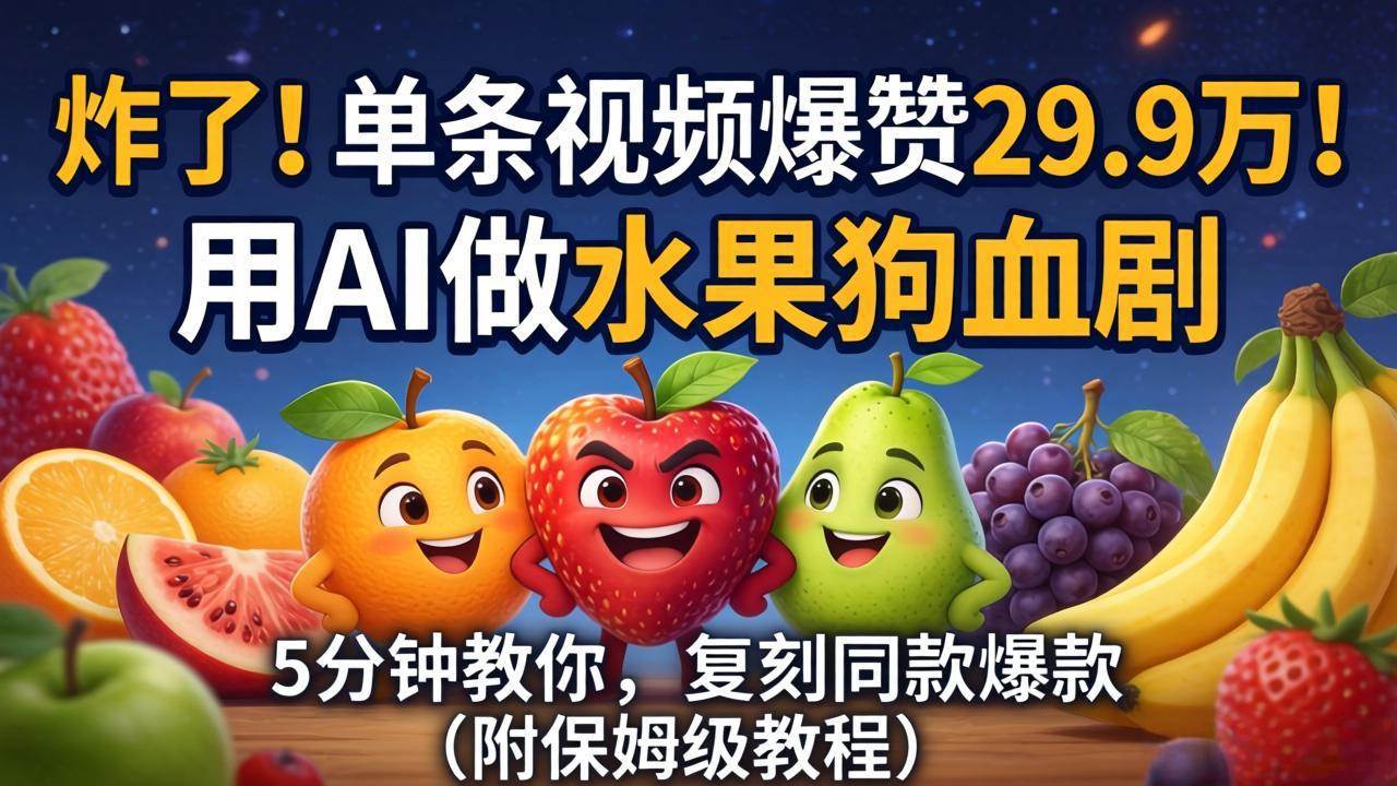 (18206期)炸了!单条视频爆赞 29.9 万!用 AI 做水果狗血剧,5 分钟教你,复刻同款爆款(附保姆级教程) (18206期)炸了!单条视频爆赞 29.9 万!用 AI 做水果狗血剧,5 分钟教你,复刻同款爆款(附保姆级教程)