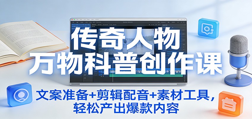 传奇人物万物科普创作课：文案准备+剪辑配音+素材工具，轻松产出爆款内容 - 星辰网创 - 网创副业项目资源站-星辰网创 - 网创副业项目资源站