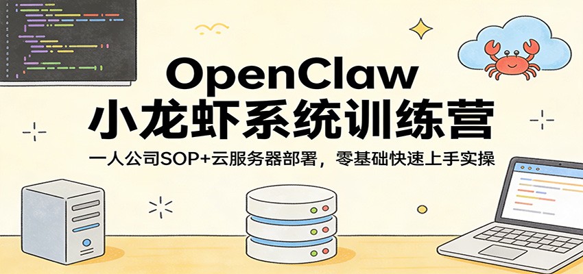 OpenClaw小龙虾系统训练营：一人公司SOP，云服务器部署，零基础快速上手实操 - 星辰网创 - 网创副业项目资源站-星辰网创 - 网创副业项目资源站