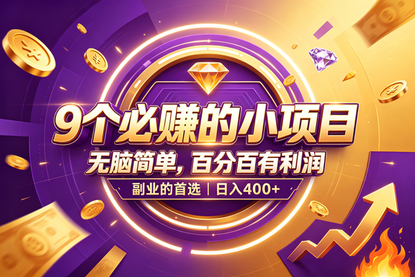 (19617期)9个必赚的小项目,无脑简单,百分百有利润,副业的首选,日入500+-星辰网创 - 网创副业项目资源站
