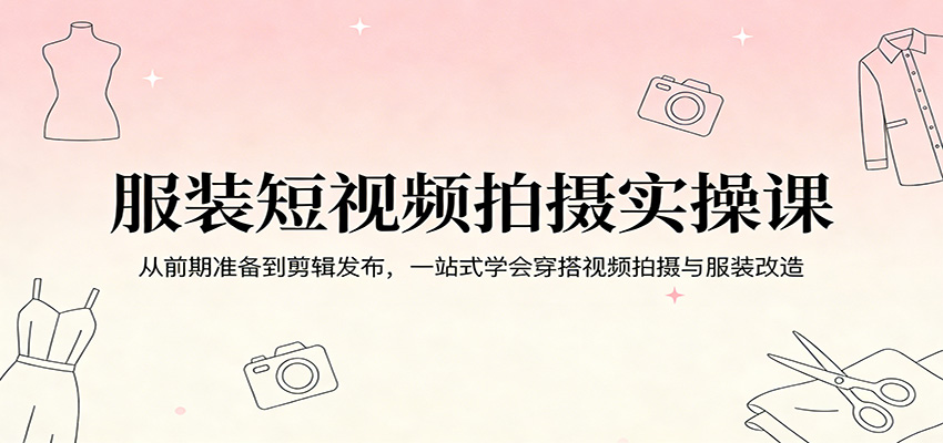 服装短视频拍摄实操课：从前期准备到剪辑发布，一站式学会穿搭视频拍摄与服装改造 - 星辰网创 - 网创副业项目资源站-星辰网创 - 网创副业项目资源站