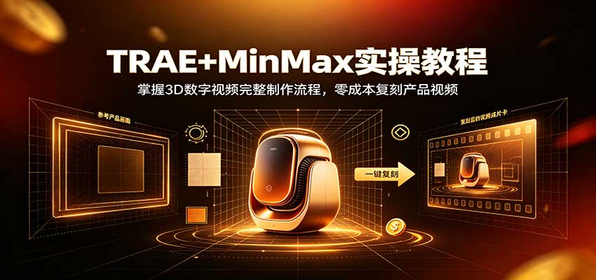 TRAE+MinMax实操教程:3D数字视频完整制作流程,零成本复刻产品视频-星辰网创 - 网创副业项目资源站