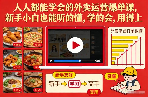 人人都能学会的外卖运营爆单课,新手小白也能听的懂,学的会,用得上
