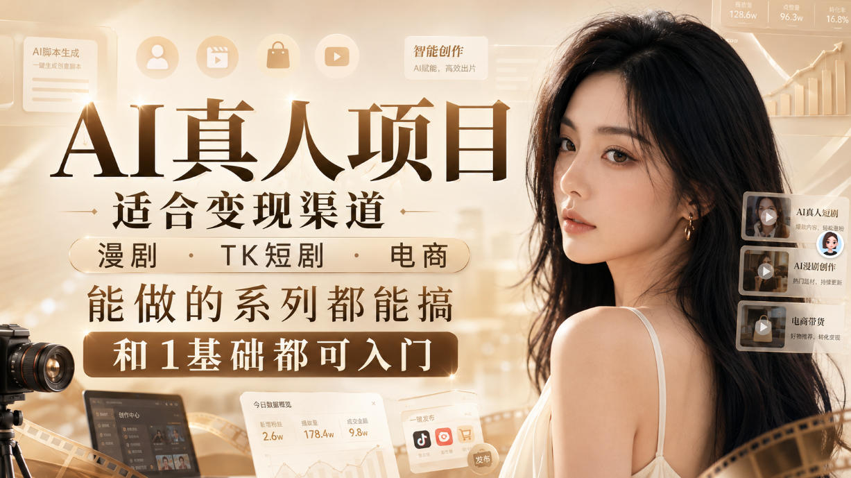 AI真人项目，适合变现渠道，漫剧，TK短剧，电商，能做的系列都能搞，0和1基础都可入门 - 星辰网创 - 网创副业项目资源站-星辰网创 - 网创副业项目资源站