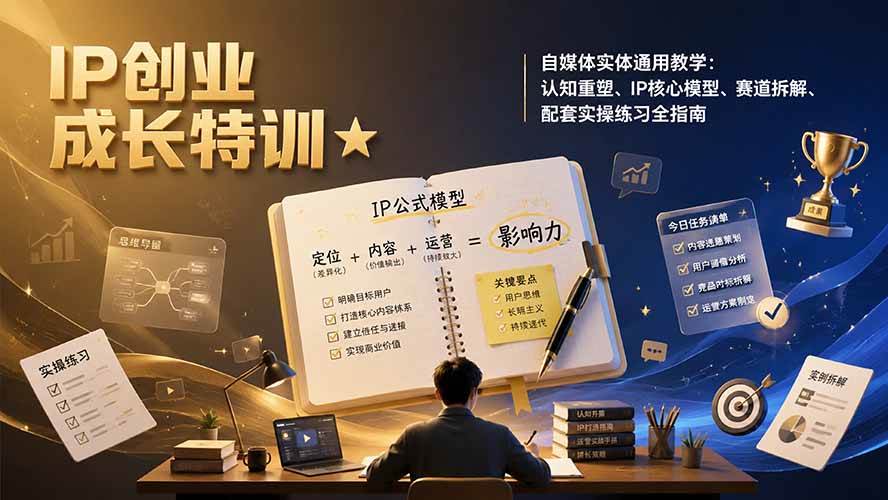 (19567期)IP创业成长特训★自媒体实体通用教学:认知重塑、IP核心模型、赛道拆解、配套实操练习全指南-星辰网创 - 网创副业项目资源站