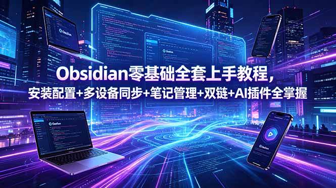 （18797期）Obsidian零基础全套上手教程，安装配置+多设备同步+笔记管理+双链+AI插件全掌握 - 星辰网创 - 网创副业项目资源站-星辰网创 - 网创副业项目资源站