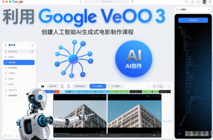 利l用Google Veo 3创建人工智能AI生成式电影制作课程,使用人工智能的力量创建令人惊叹的视频-星辰网创 - 网创副业项目资源站