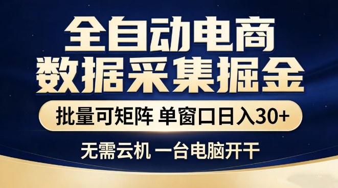 全自动电商数据集掘金,批量可矩阵,单窗口日入30+,无需云机,一台电脑开干【揭秘】-星辰网创 - 网创副业项目资源站