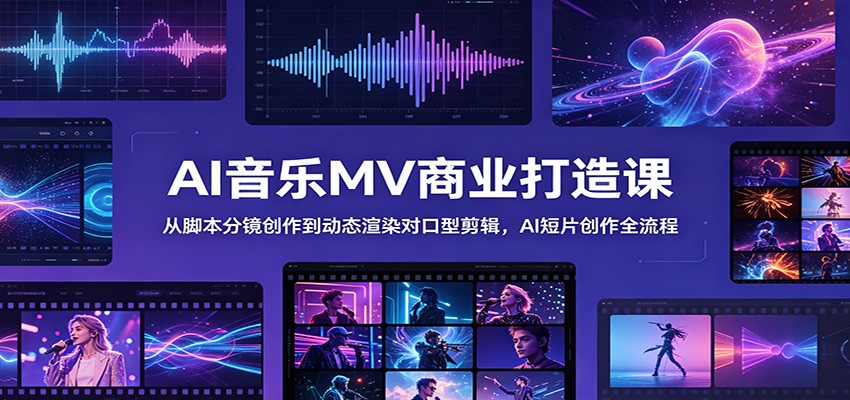 AI音乐MV商业打造课：从脚本分镜创作到动态渲染对口型剪辑，AI短片创作全流程-星辰网创 - 网创副业项目资源站