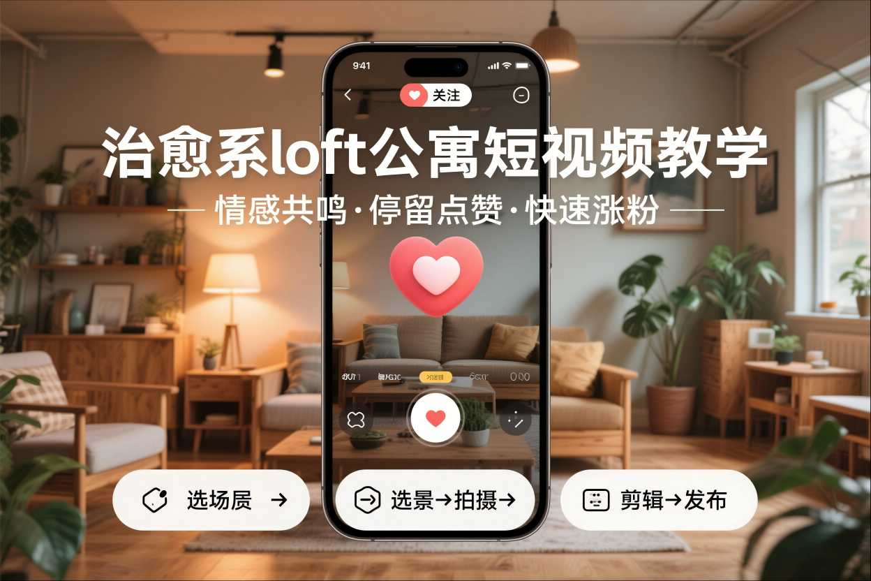 治愈系loft公寓短视频制作教学，情感共鸣引停留点赞关注，快速起号涨粉-星辰网创 - 网创副业项目资源站