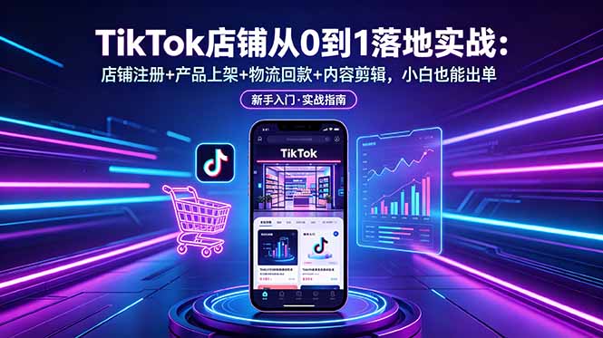 TikTok店铺从0到1落地实战：店铺注册+产品上架+物流回款+内容剪辑，小白也能出单 - 星辰网创 - 网创副业项目资源站-星辰网创 - 网创副业项目资源站