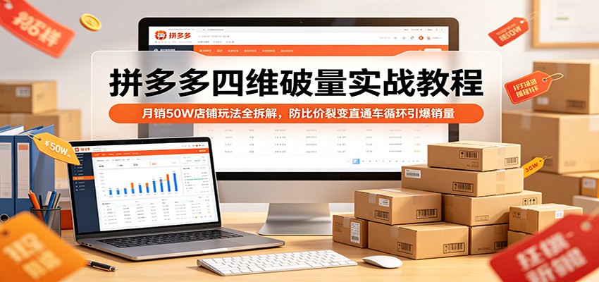 拼多多四维破量实战教程：月销50W店铺玩法全拆解，防比价裂变直通车循环引爆销量 - 星辰网创 - 网创副业项目资源站-星辰网创 - 网创副业项目资源站