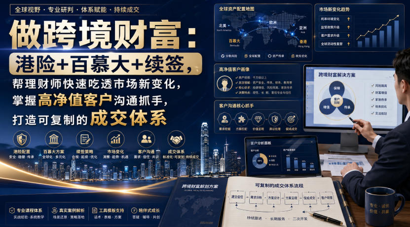 做跨境财富:港险+百慕大+续签,帮理财师快速吃透市场新变化,掌握高净值客户沟通抓手,打造可复制的成交体系-星辰网创 - 网创副业项目资源站