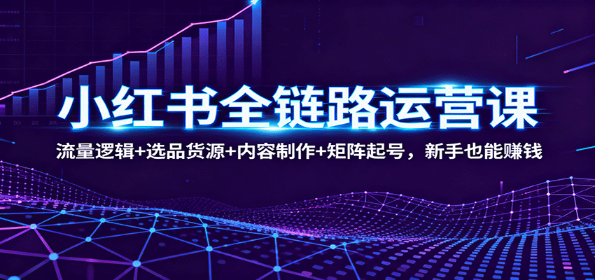 小红书全链路运营课：流量逻辑+选品货源+内容制作+矩阵起号，新手也能赚钱 - 星辰网创 - 网创副业项目资源站-星辰网创 - 网创副业项目资源站