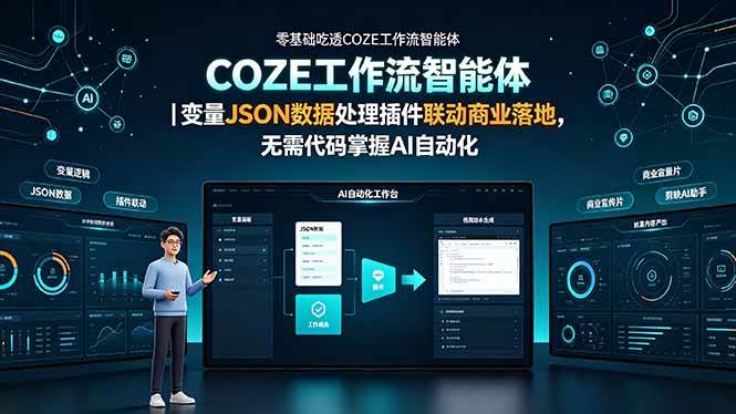 (19243期)零基础吃透COZE工作流智能体|变量JSON数据处理插件联动商业落地,无需代码掌握AI自动化-星辰网创 - 网创副业项目资源站