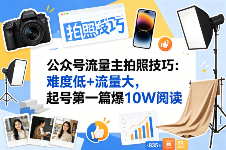公众号流量主之拍照技巧赛道，难度低+流量大，起号第一篇就爆了10w阅读 - 星辰网创 - 网创副业项目资源站-星辰网创 - 网创副业项目资源站