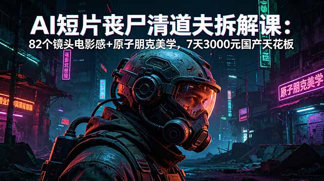 AI短片《丧尸清道夫》拆解课:82个镜头电影感+原子朋克美学,7天3000元国产天花板-星辰网创 - 网创副业项目资源站