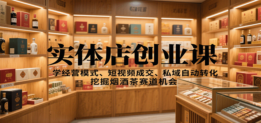实体店创业课：学经营模式、短视频成交、私域自动转化，挖掘烟酒茶赛道机会 - 星辰网创 - 网创副业项目资源站-星辰网创 - 网创副业项目资源站