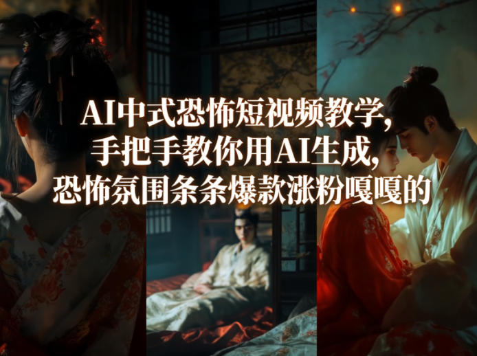 AI中式恐怖短视频教学,手把手教你用AI生成,恐怖氛围条条爆款涨粉嘎嘎的
