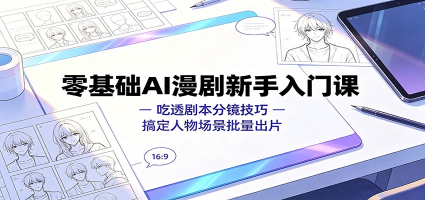 零基础AI漫剧新手入门课:吃透剧本分镜技巧,搞定人物场景批量出片-星辰网创 - 网创副业项目资源站