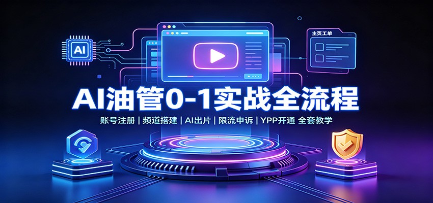 AI油管0-1实战:账号注册频道搭建,AI出片,限流申诉,YPP开通全套教学-星辰网创 - 网创副业项目资源站