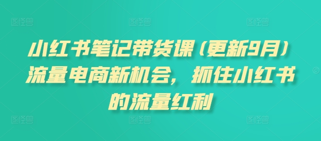 小红书笔记带货课,流量电商新机会,抓住小红书的流量红利(更新26年2月)-星辰网创 - 网创副业项目资源站