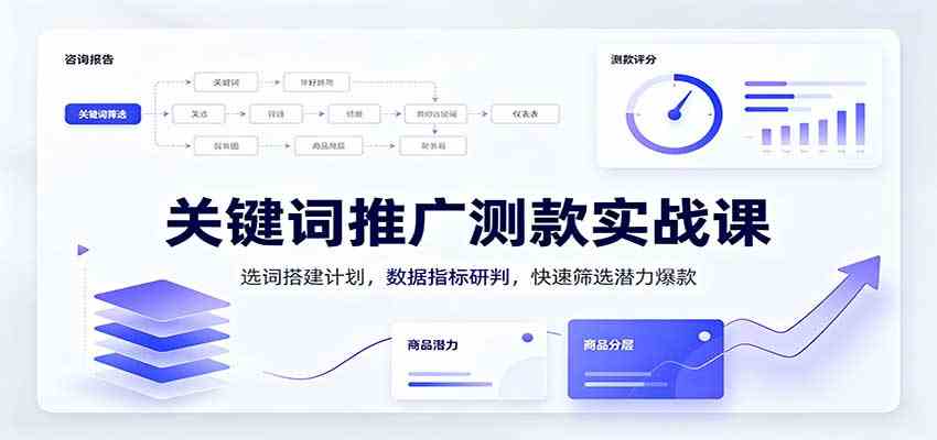 关键词推广测款实战课:选词搭建计划,数据指标研判,快速筛选潜力爆款-星辰网创 - 网创副业项目资源站