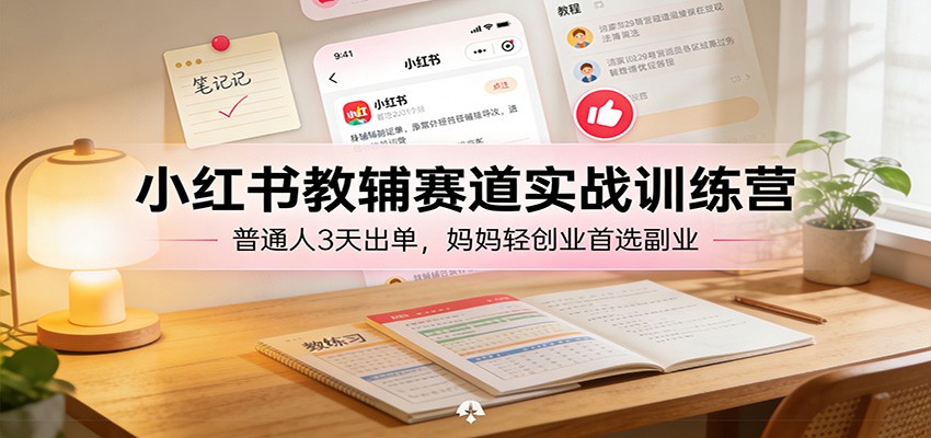 小红书教辅赛道实战训练营：普通人3天出单，妈妈轻创业首选副业 - 星辰网创 - 网创副业项目资源站-星辰网创 - 网创副业项目资源站